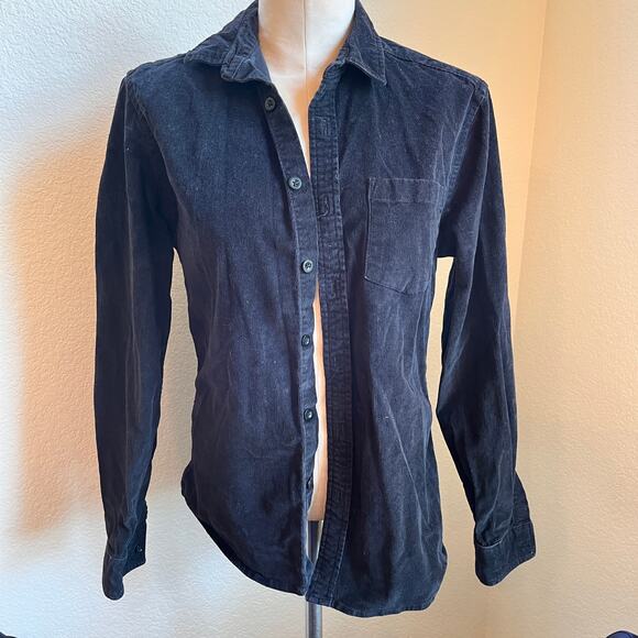 ASOS Black corduroy shirt jacket button down long sleeve Womens XS shacket - Picture 1 of 8